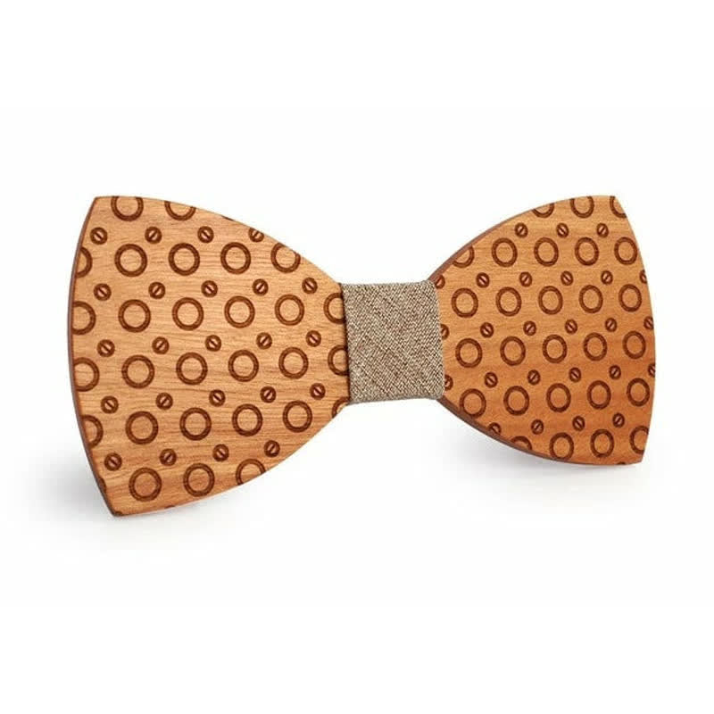 Men's Regular Polka Dot Wooden Bow Tie - Khaki - image 3