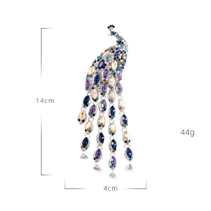 Women's Grazioso Peacock Fringe Brooch - image 6