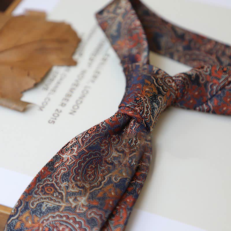 Men's Coffee Colors Series Striped Paisley Necktie - Style #22 - image 25