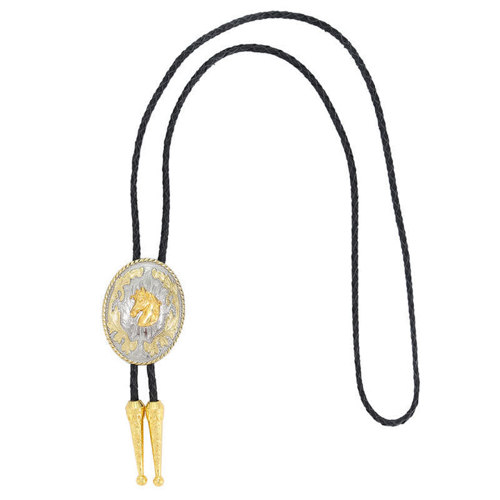 Retro Creative Gold Western Horse Head Bolo Tie - image 4