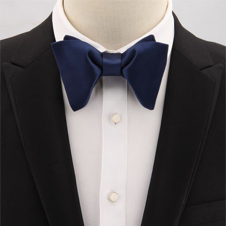 Men's Paisley Solid Color Oversized Pointed Bow Tie - image 1