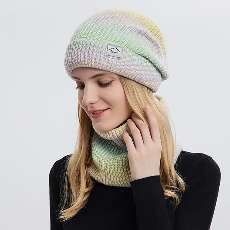 2Pcs Stretchy Gradient Color Hat Loop Scarf Set - image 12