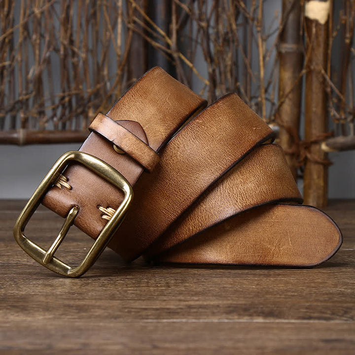 Men's Chic Distressed Cracked Leather Belt - image 9