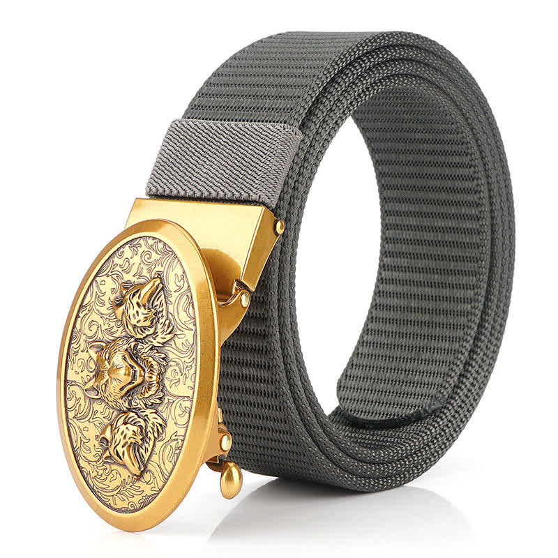 Men's Hungry Wolves Simple Nylon Belt - Gray / Gold - 48" - image 19