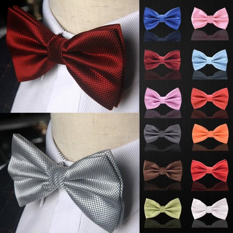 Men's Micro-checked Basic Color Bow Tie - image 0