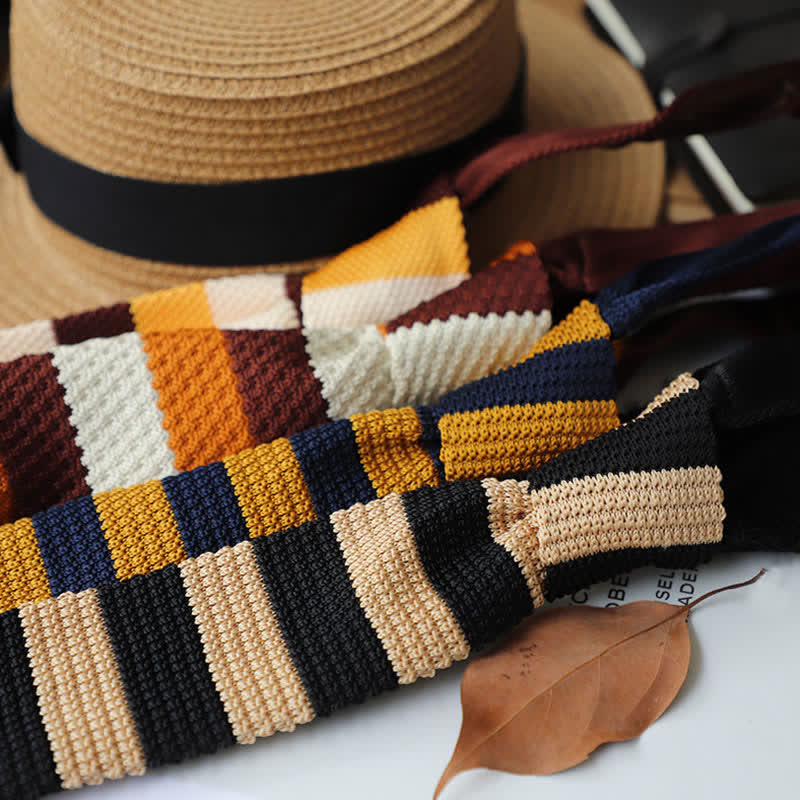 Men's Autumn Horizonal Striped Knitted Necktie - image 1