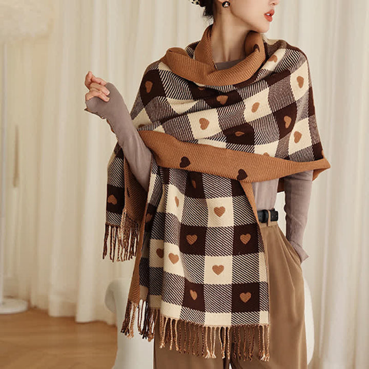 Women's Winter Cape Love Checkerboard Scarf - image 1
