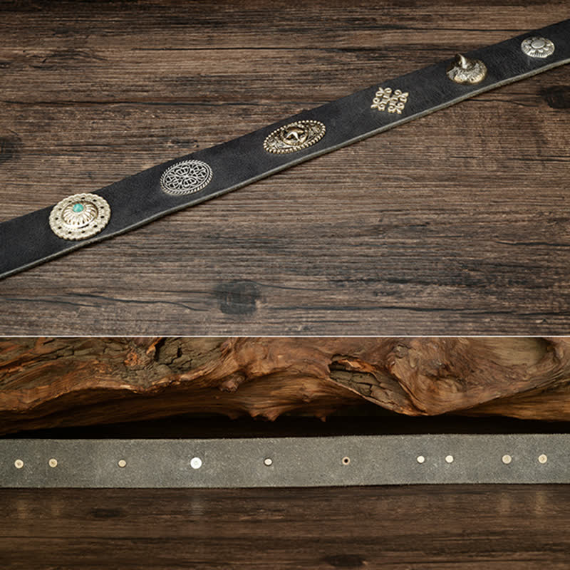 Men's Punk Heavy Metal Studded Leather Belt - image 10