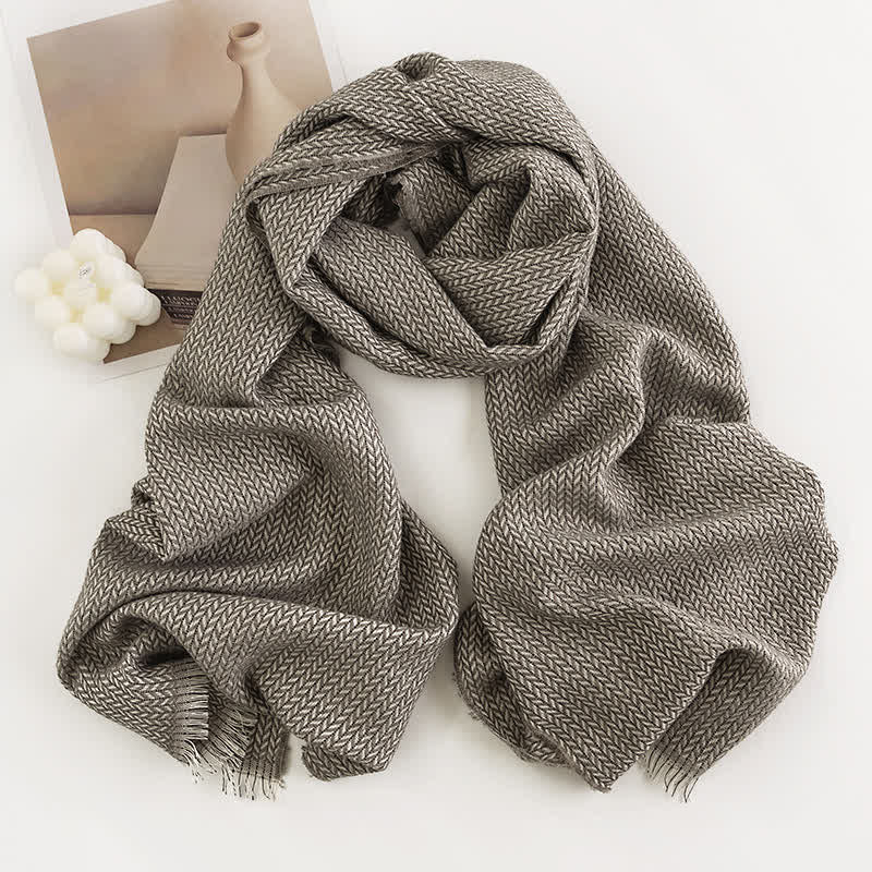 Women's Chunky Simple Herringbone Tassel Scarf - Gray - image 2