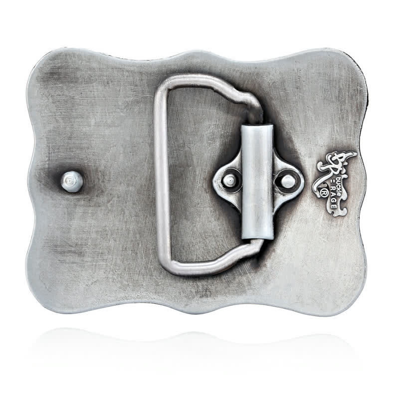 Men's DIY Silver Longhorn Bull Rodeo Buckle Leather Belt - image 1