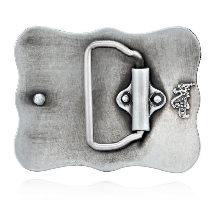 Men's DIY Silver Longhorn Bull Rodeo Buckle Leather Belt - image 1