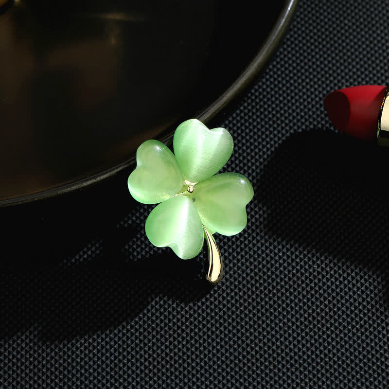 Women's Lucky Four-Leaf Clovers Brooch - Green - image 0