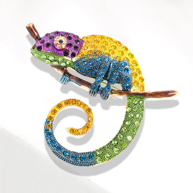 Women's Colorful Chameleon Lizard Brooch - image 5