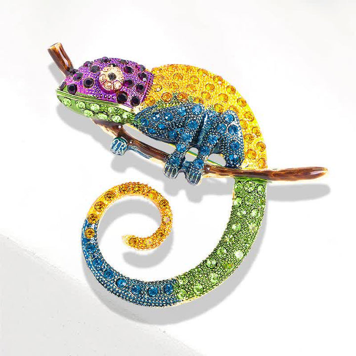 Women's Colorful Chameleon Lizard Brooch - image 5