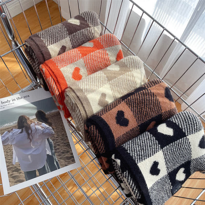 Women's Chunky Love Plaid Double-Sided Scarf - image 1