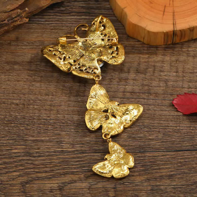 Women's Playful Triple Butterflies Brooch - image 5
