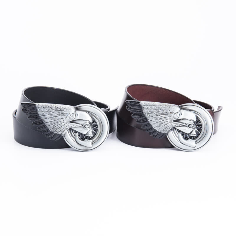 Men's Gothic Eagle Skull Leather Belt - image 2