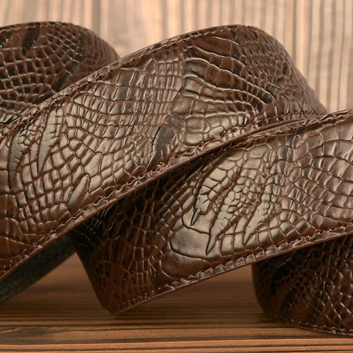 Men's Giant Ox Crocodile Pattern Leather Belt - image 6