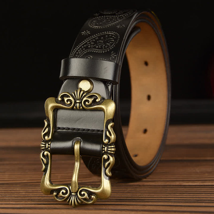 Women's Retro Floral Decorative Leather Belt - image 1