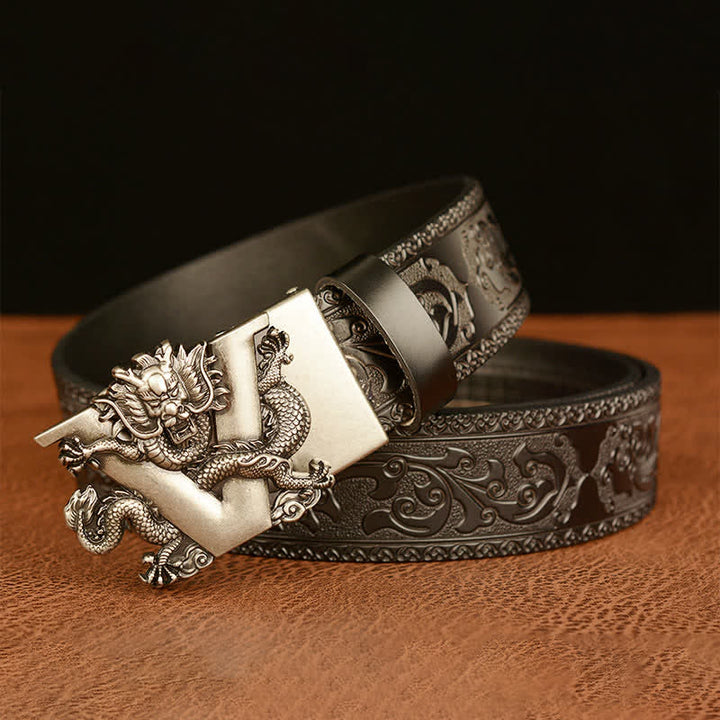 Men's Letter V Dragon Embossing Leather Belt - image 18