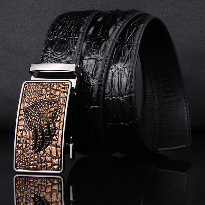 Men's Alligator Claw Crocodile Print Automatic Leather Belt - image 2