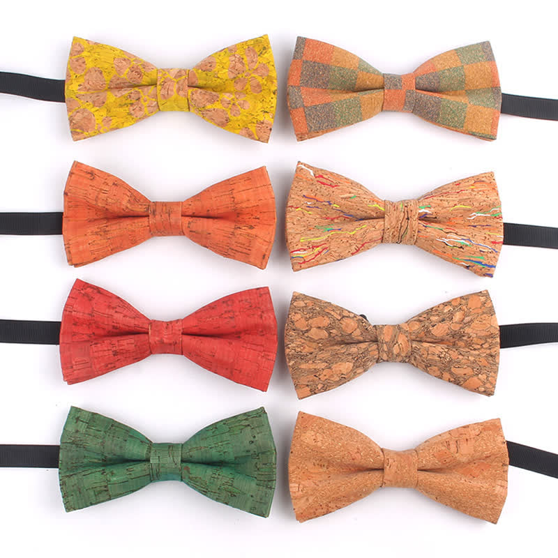 Men's Wood Grain Geometric Print Multi-Color Bow Tie - image 0