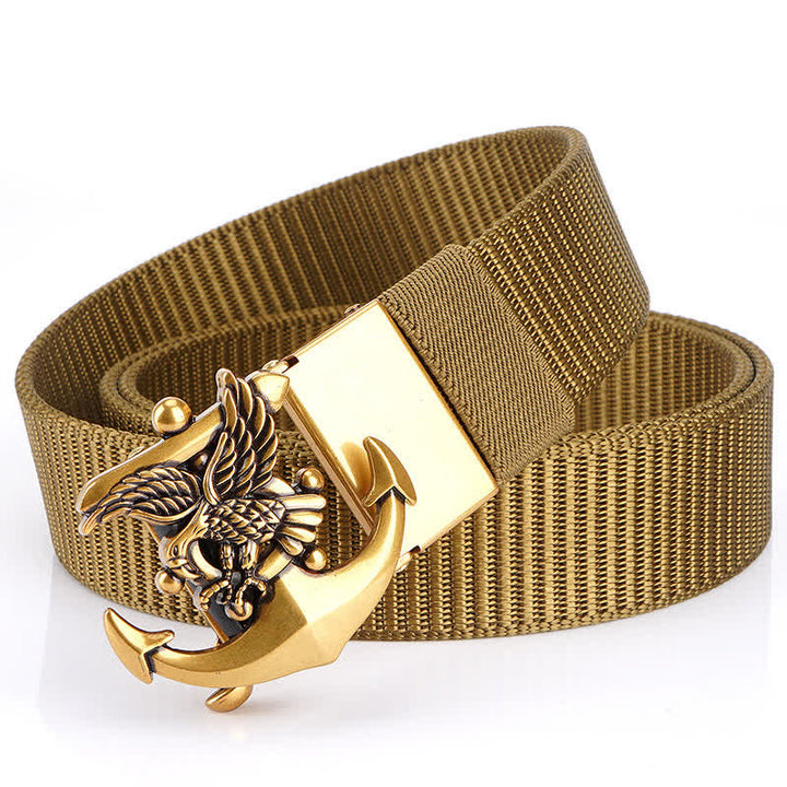 Men's Eagle Anchor Nylon Belt - Khaki / Gold - 48" - image 10