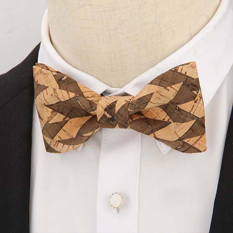 Men's Creative Plain Cork Wooden Bow Tie - image 7