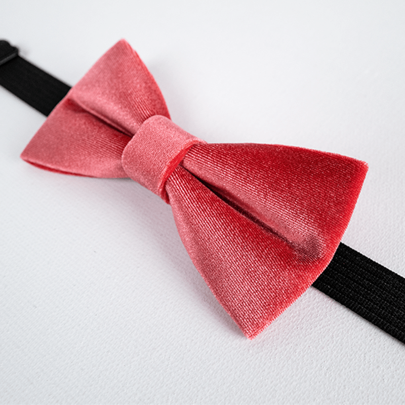 Men's Carmine Solid Color Velvet Bow Tie - image 4
