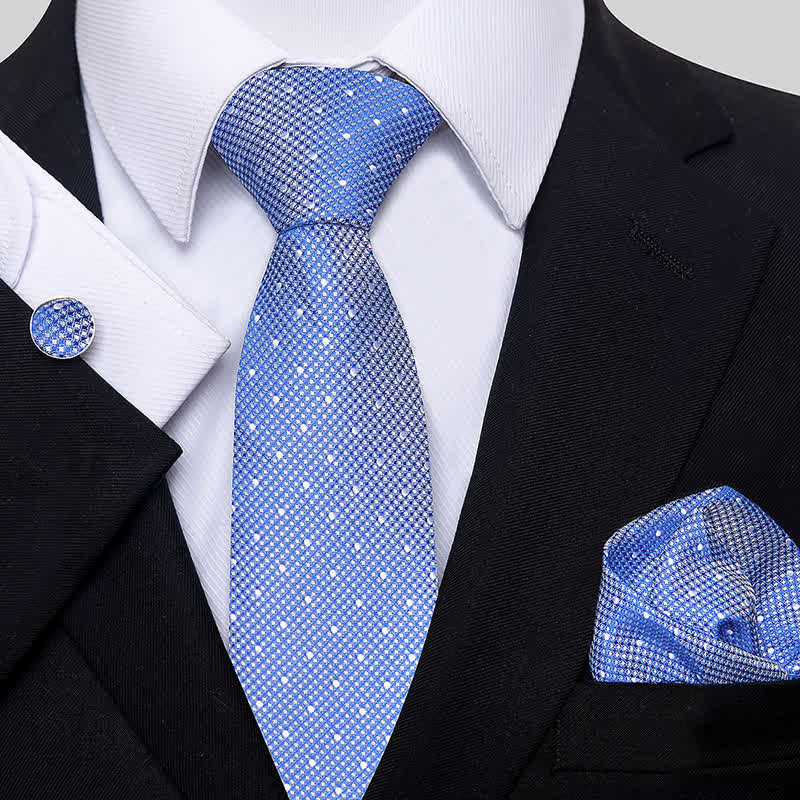 3Pcs Men's Minimalistic Dots Necktie Set - SkyBlue - image 3