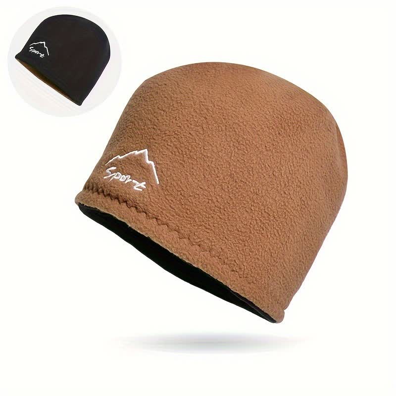 Windproof Polar Fleece Reversible Warm Hat - Khaki - Adjustable (21 5/8"-23 5/8") - image 3