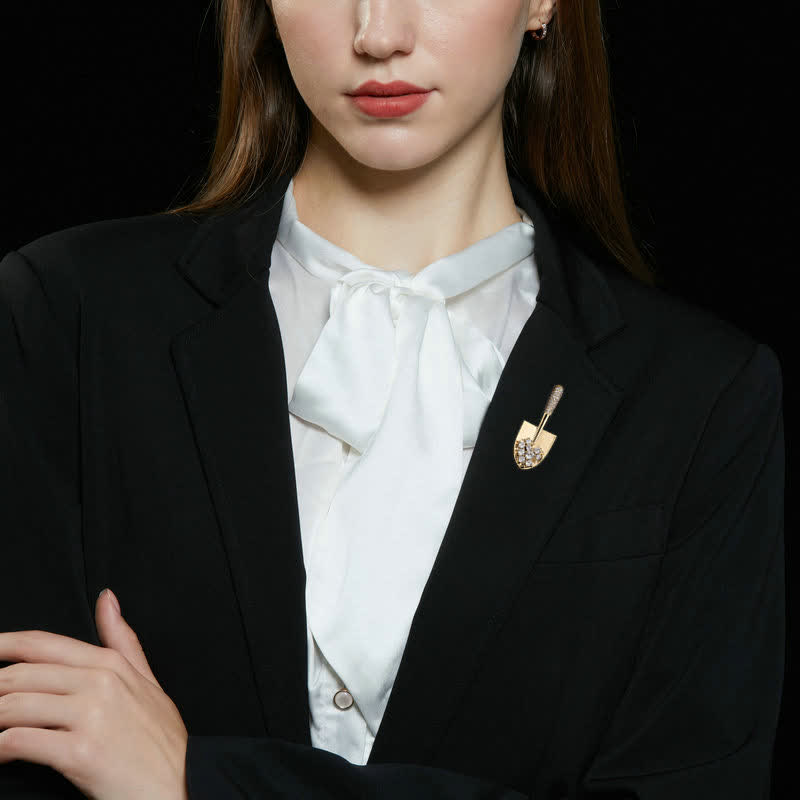 Unisex Plated Mini Shovel Brooch - image 1