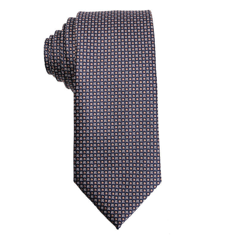 Men's Coffee Brown Series Micro Checks Necktie - Micro Dots - image 4