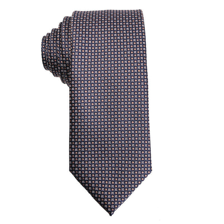 Men's Coffee Brown Series Micro Checks Necktie - Micro Dots - image 4