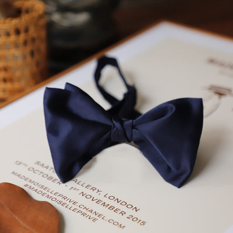 Men's Century Retro Double Layers Bow Tie - Navy - image 6