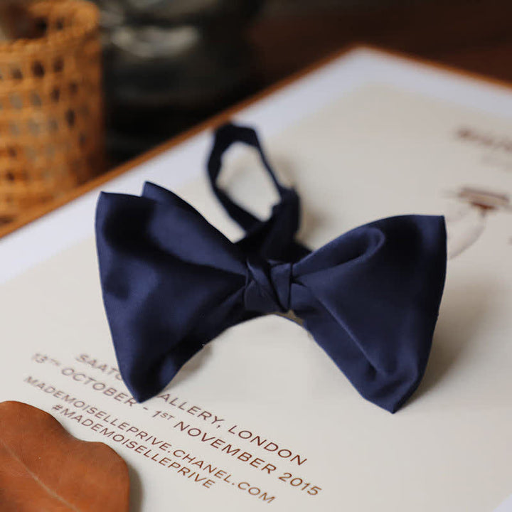 Men's Century Retro Double Layers Bow Tie - Navy - image 6