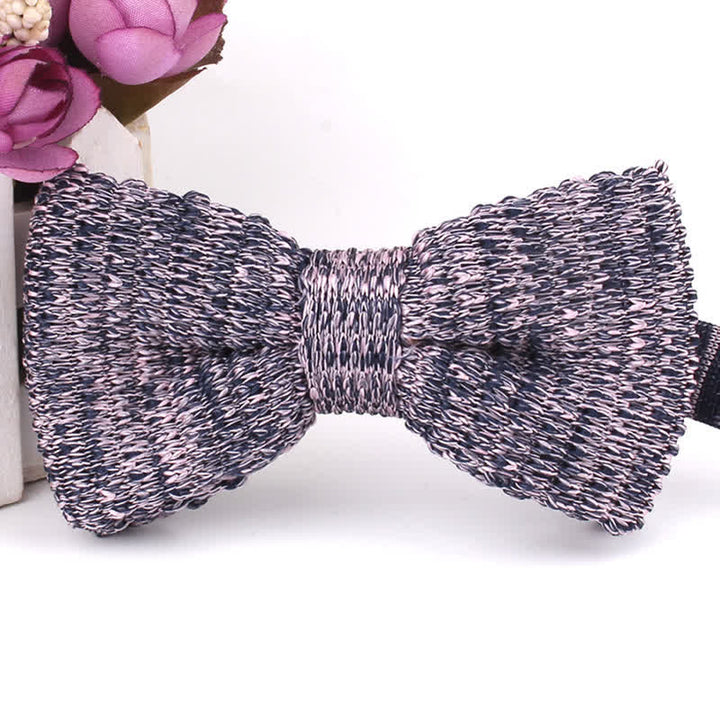 Men's Rustic Leisure Tie-dye Knitted Bow Tie - Purple - image 8