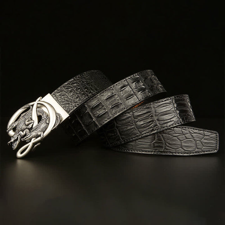 Men's Crocodile Buckle Alligator Pattern Leather Belt - image 20
