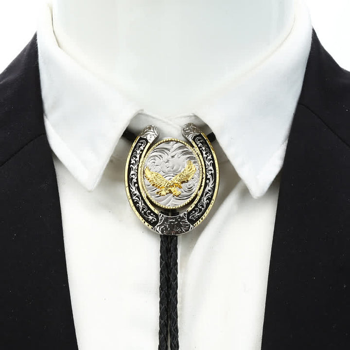 Two Tone Western Animal Style Horseshoe Shape Bolo Tie - image 8