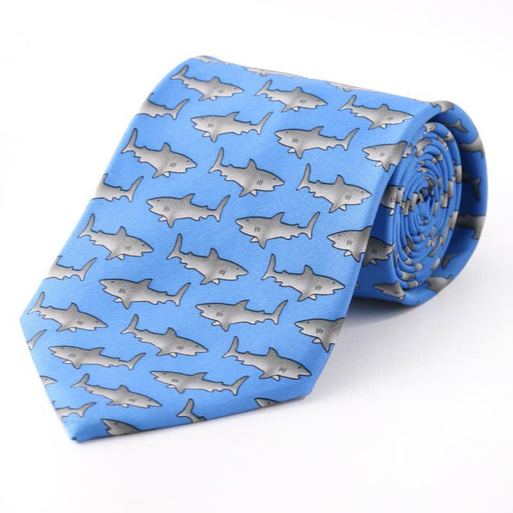 Men's Creative Cartoon Motif Country Necktie - Shark - image 2