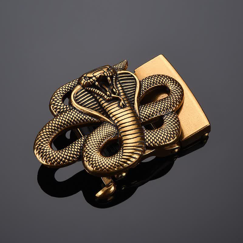Men's DIY Mysterious Snake Automatic Buckle Leather Belt - Antique Gold - Without Belt - image 6