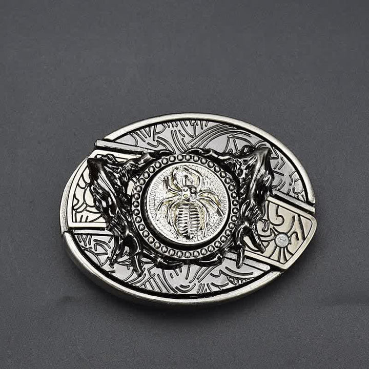 Men's Rotating Spider Leather Belt With Folding Knife - image 1