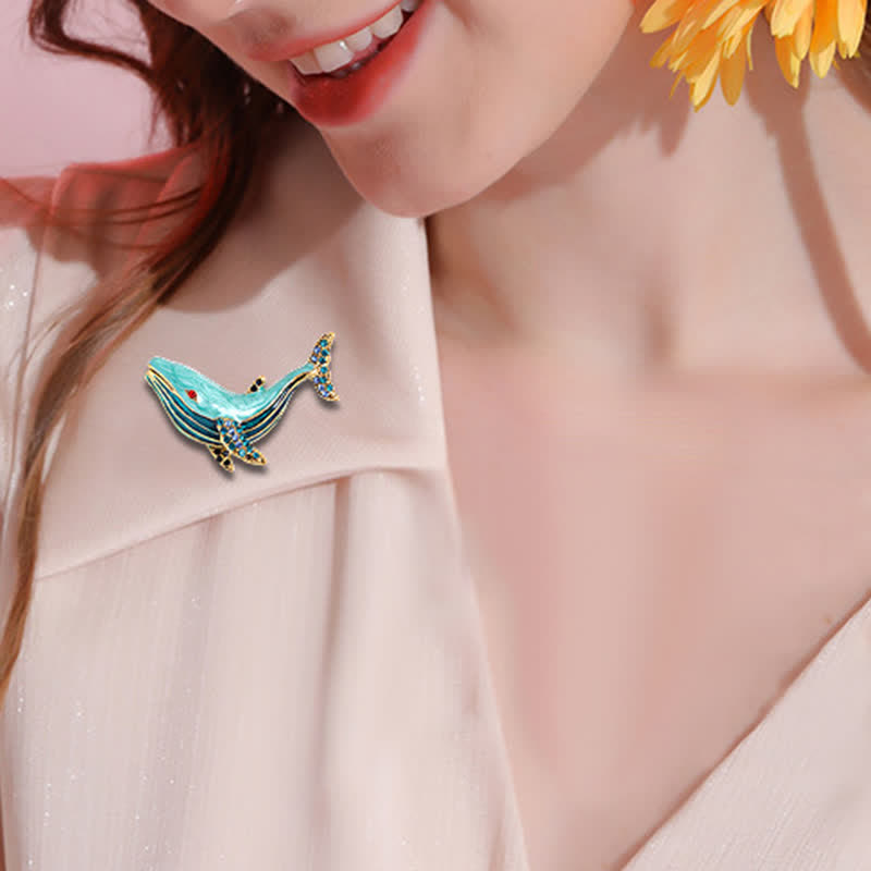 Women's Treasure Whale Enamel Brooch - image 2
