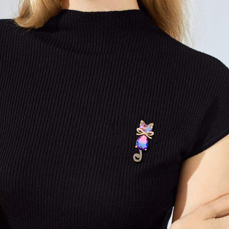 Women's Cute Kitty Rhinestone Brooch - image 1