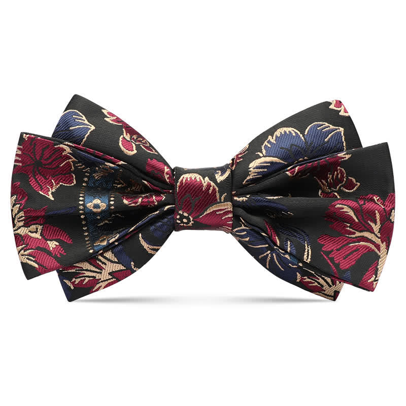 Men's Harmony Irises Cherry Blossom Floral Bow Tie - Black - image 0