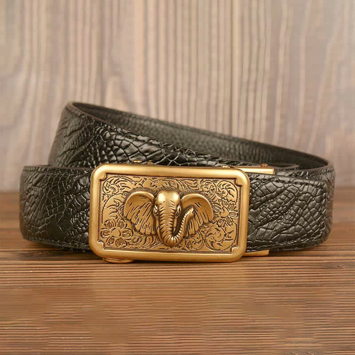 Men's Punk Elephant Alligator Pattern Leather Belt - image 2