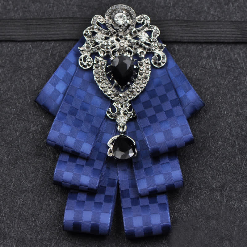 3Pcs Plaid Black Rhinestone Bow Tie Set - image 24