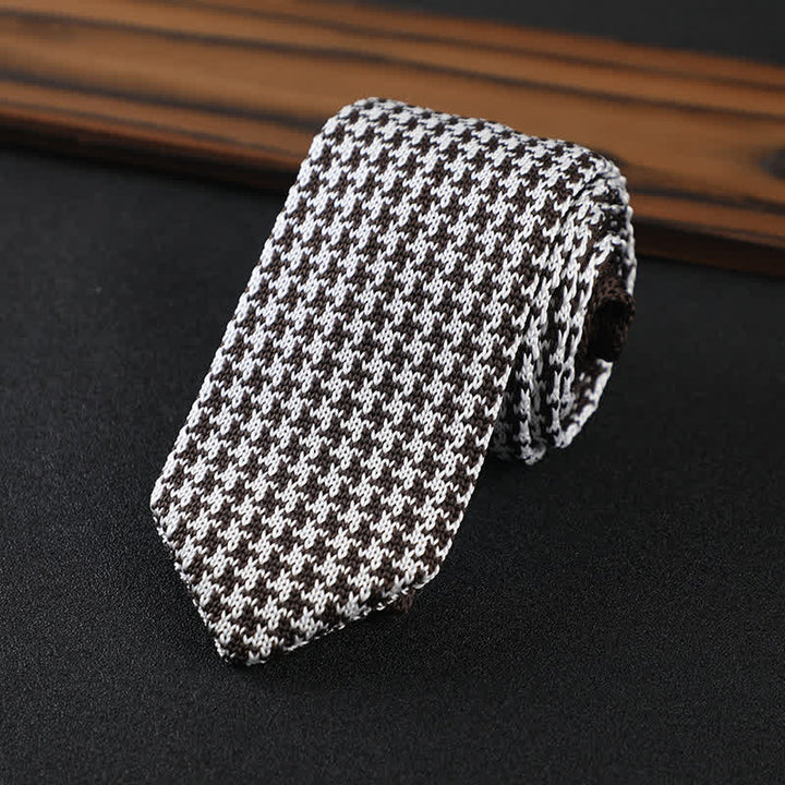 Men's Houndstooth Plaid Knitted Necktie - image 3