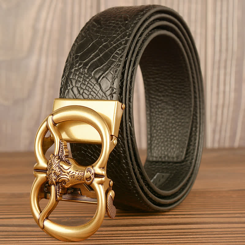 Men's Giant Ox Crocodile Pattern Leather Belt - image 1