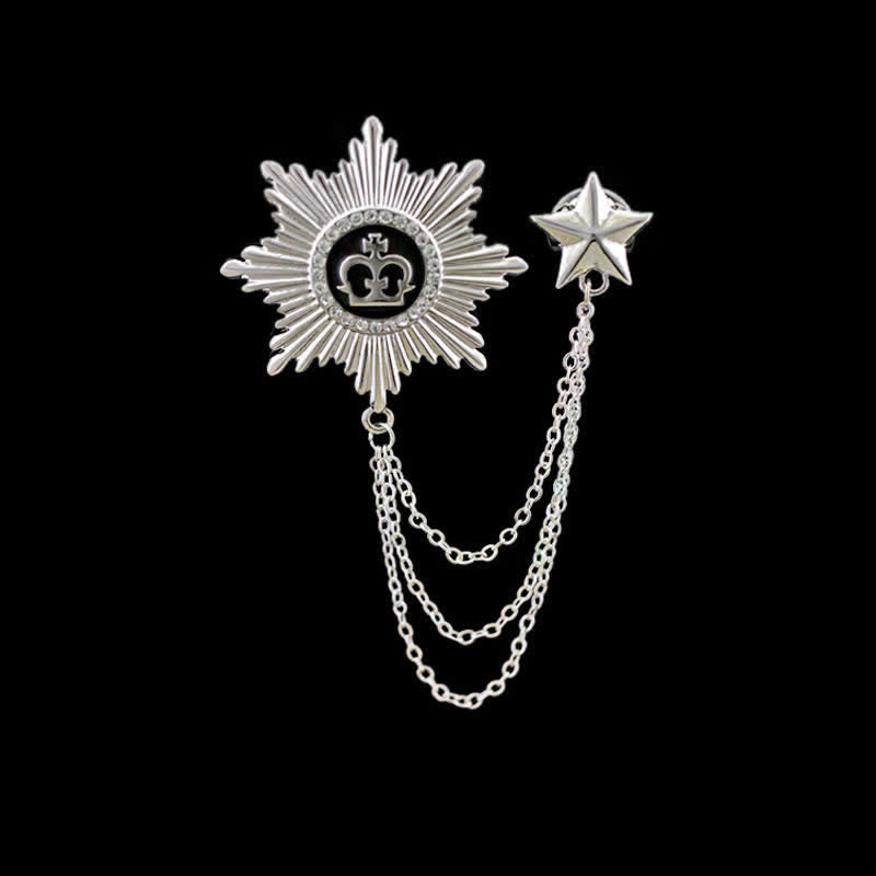 Men's Octagon Star Crown Chain Brooch - Silver - image 3